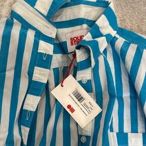 Solid and striped button down